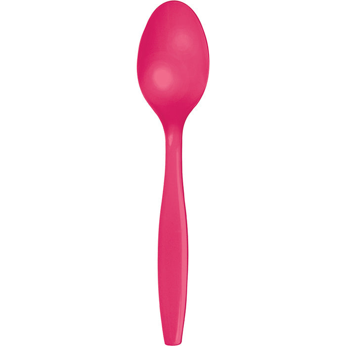 Hot Magenta Pink Plastic Spoons, 24 ct by Creative Converting