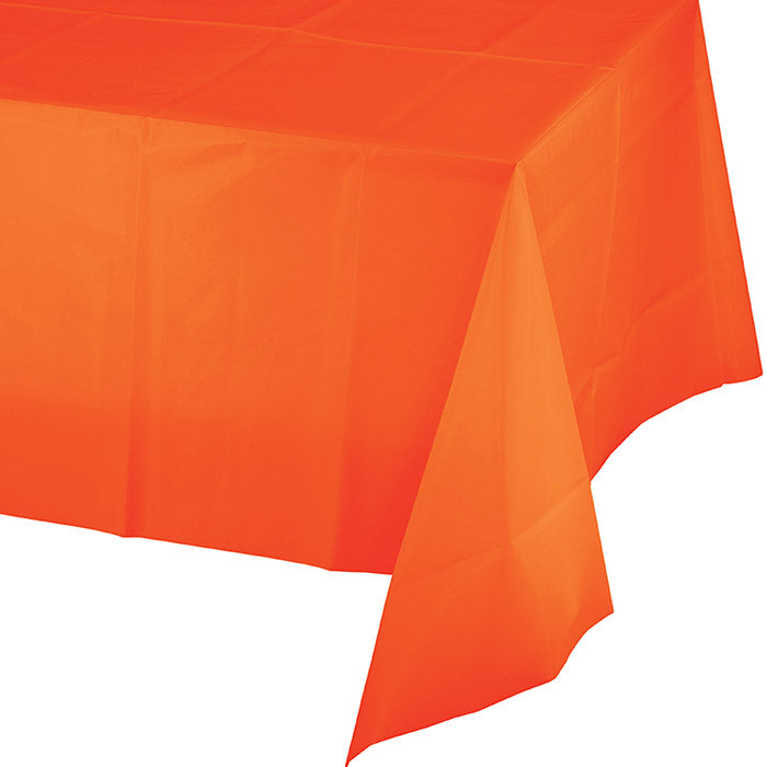 Bulk 12ct Sunkissed Orange Value Friendly Plastic Table Cover 