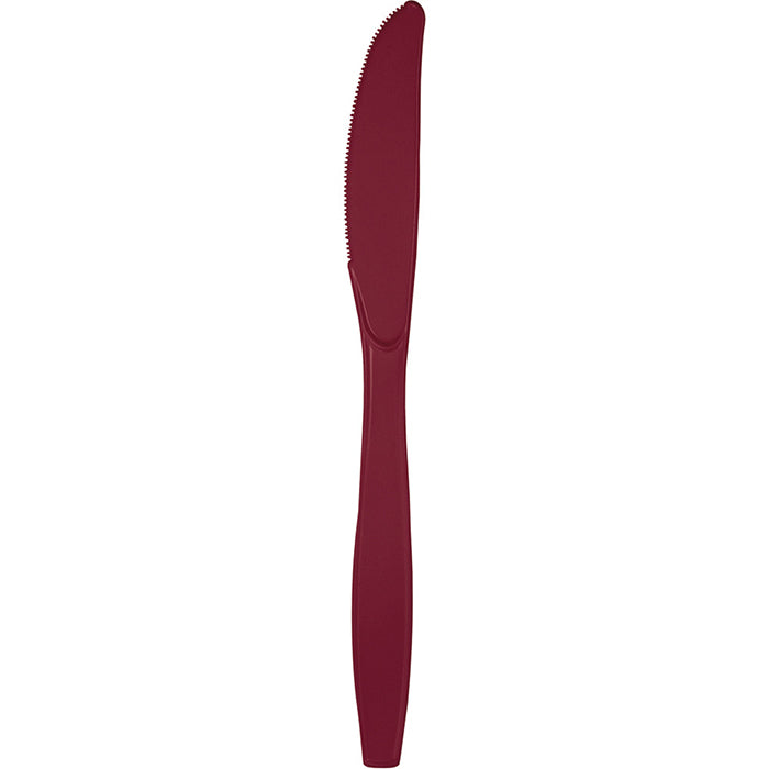Bulk 288ct Burgundy Plastic Knives 