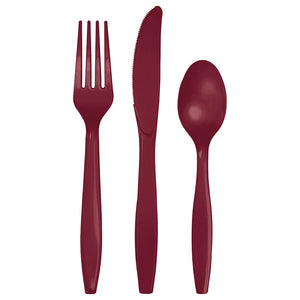 Bulk 288ct Burgundy Assorted Plastic Cutlery 