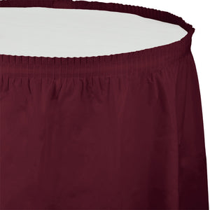 Bulk 6ct Burgundy Plastic Tableskirt 29 inch x 14 ft 
