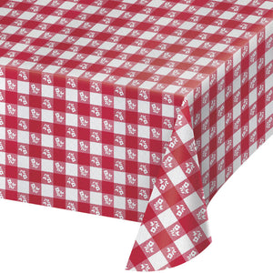 12ct Bulk Red Gingham 54" x 108" Plastic Table Covers