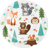 96ct Bulk Wild One Woodland Animals Dessert Plates
