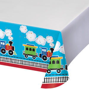 All Aboard Plastic Tablecover Border, 54" X 102" by Creative Converting