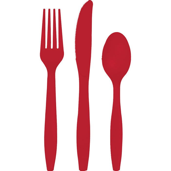 Bulk 216ct Classic Red Value Friendly Assorted Plastic Cutlery 