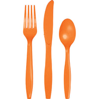 Bulk 216ct Sunkissed Orange Value Friendly Assorted Plastic Cutlery 