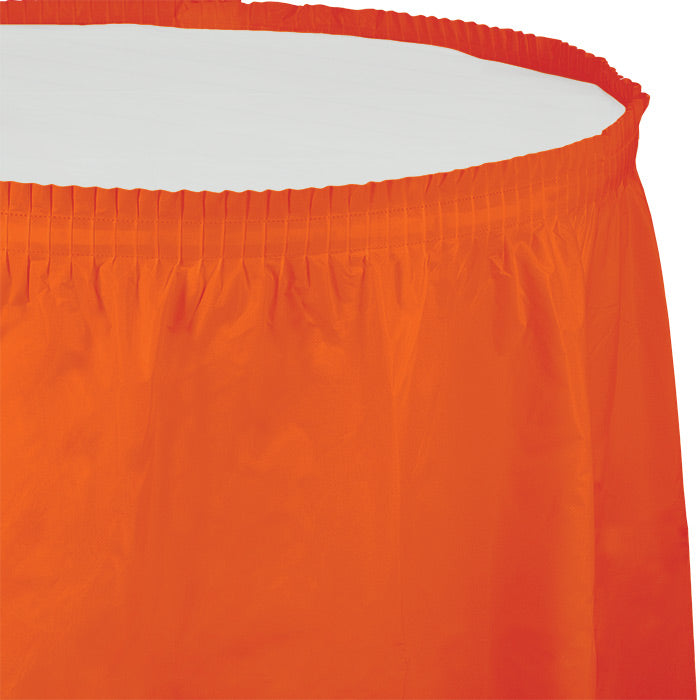 Bulk 6ct Sunkissed Orange Plastic Tableskirt 29 inch x 14 ft 
