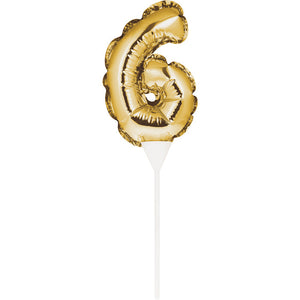 6 Gold Number Balloon Cake Topper by Creative Converting
