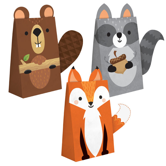 Wild One Woodland Paper Treat Bags, Pack Of 8 by Creative Converting