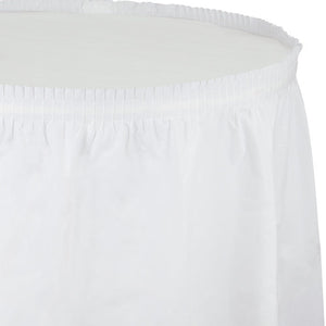 Bulk 6ct White Plastic Tableskirt 29 inch x 14 ft 