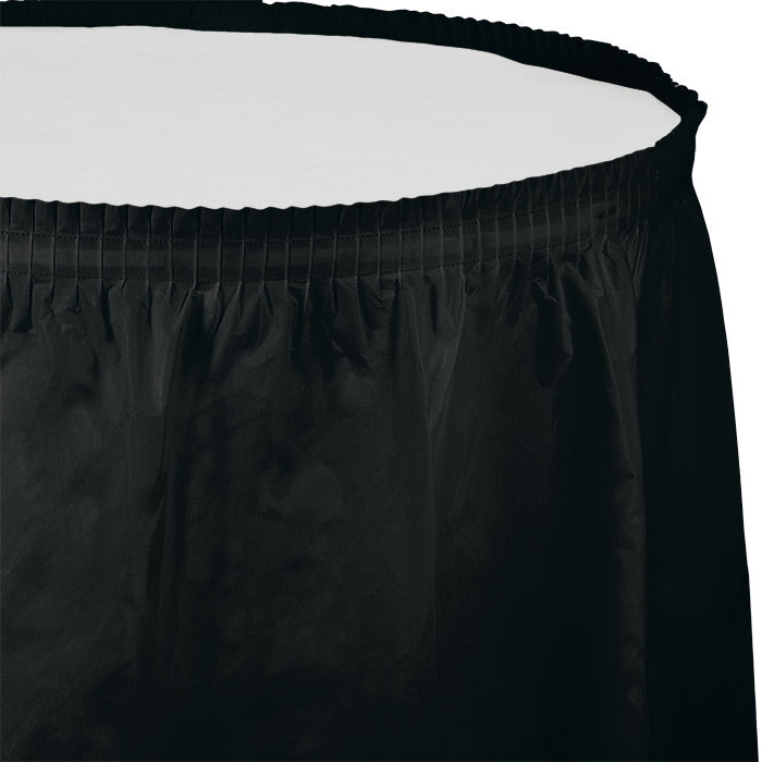Bulk 6ct Black Velvet Plastic Tableskirt 29 inch x 14 ft 
