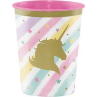 12ct Bulk Sparkle Unicorn 16 oz Plastic Keepsake Cups