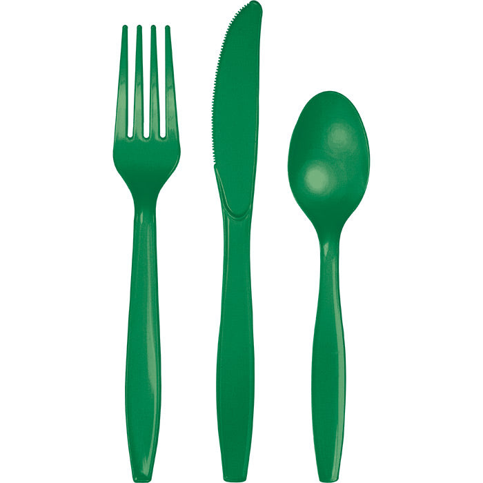 Bulk 288ct Emerald Green Assorted Plastic Cutlery 