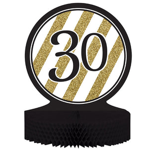 Black And Gold 30th Birthday Centerpiece by Creative Converting