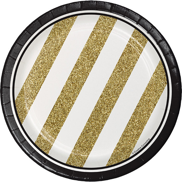 Black And Gold Dessert Plates, 8 ct by Creative Converting