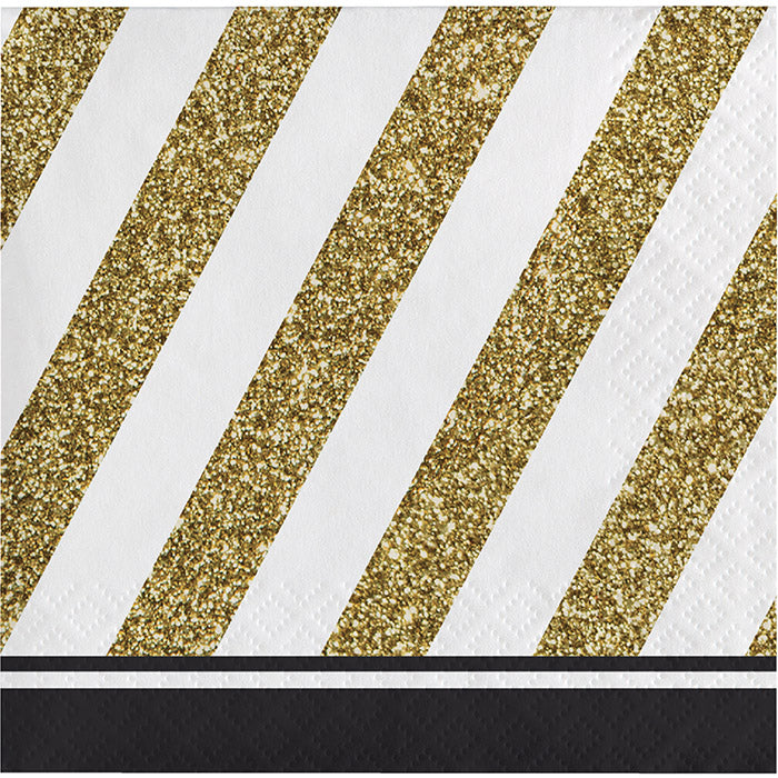 Black & Gold Beverage Napkin, 3 Ply, 16 ct by Creative Converting