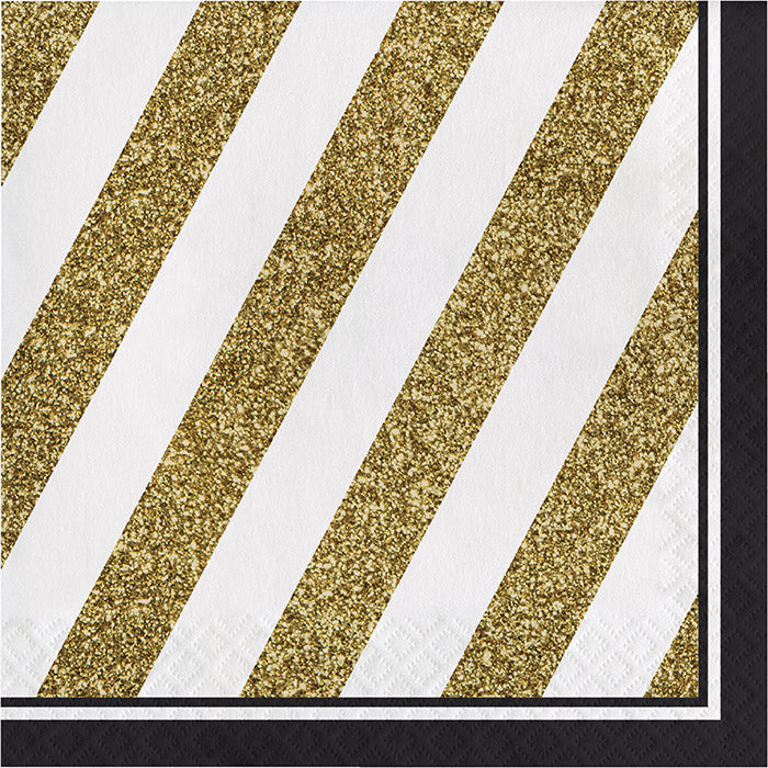 192ct Bulk Black and Gold Luncheon Napkins by Creative Converting