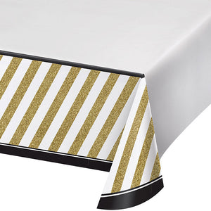 6ct Bulk Black and Gold Plastic Table Covers
