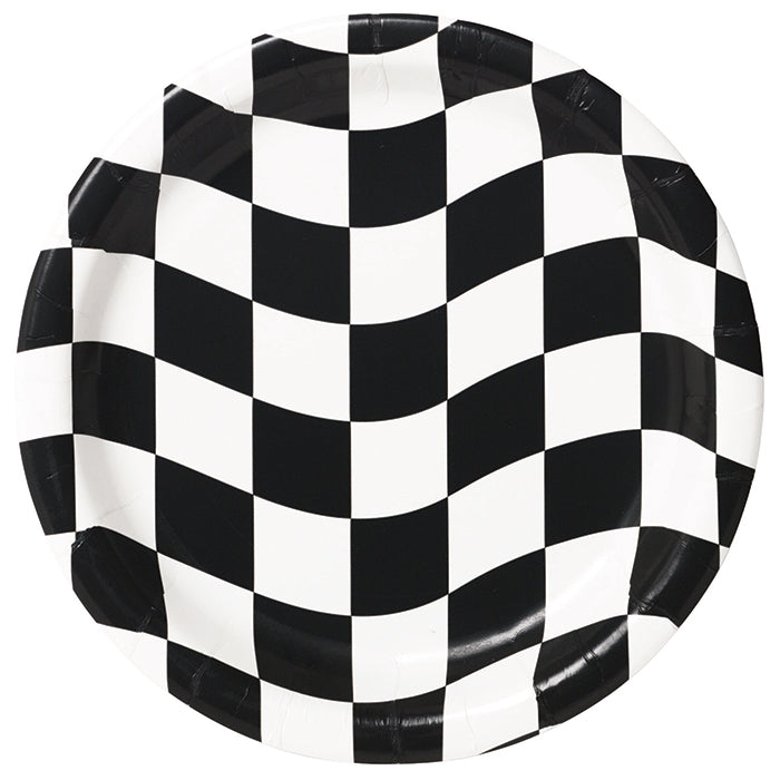 96ct Bulk Black and White Check Dinner Plates