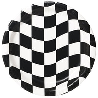 96ct Bulk Black and White Check Dinner Plates
