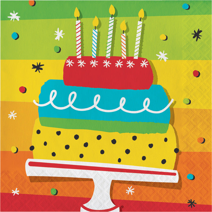 192ct Bulk Rainbow Cake Luncheon Napkins