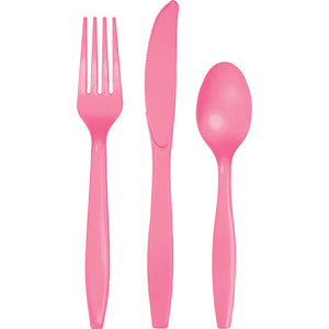 Bulk 288ct Candy Pink Assorted Plastic Cutlery 