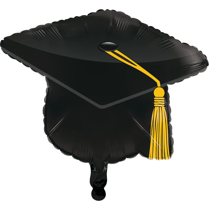 10ct Bulk Black Graduation Cap Mylar Balloons