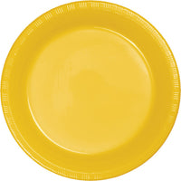 Bulk 240ct School Bus Yellow 6.75 inch Plastic Dessert Plates 