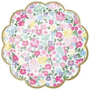 96ct Bulk Floral Tea Party Scalloped Dessert Plates
