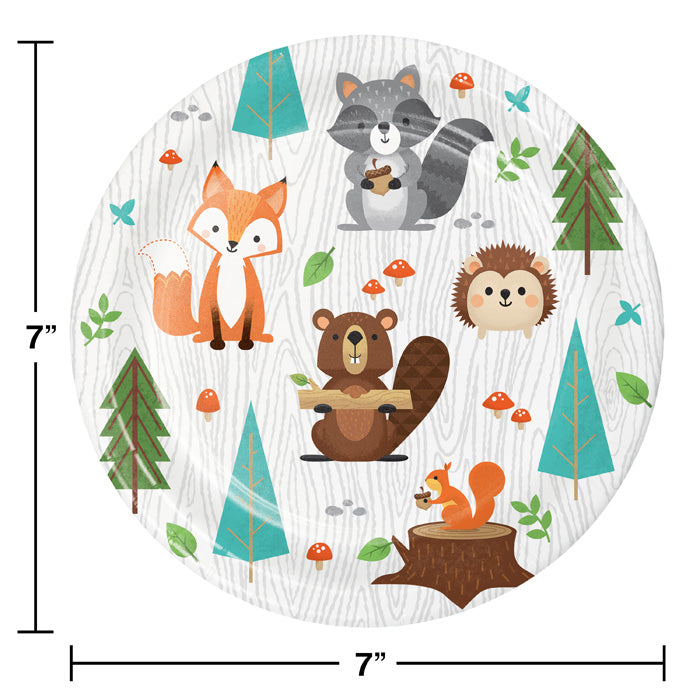 96ct Bulk Wild One Woodland Animals Dessert Plates