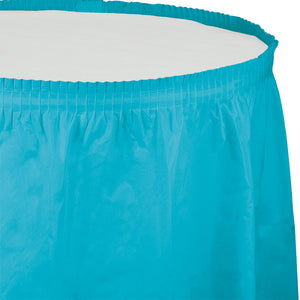 Bulk 6ct Bermuda Blue Plastic Tableskirt 29 inch x 14 ft 