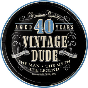 96ct Bulk Vintage Dude Dessert Plates "40"
