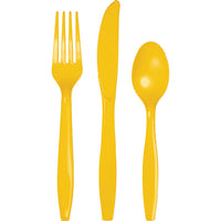 Bulk 288ct School Bus Yellow Assorted Plastic Cutlery 