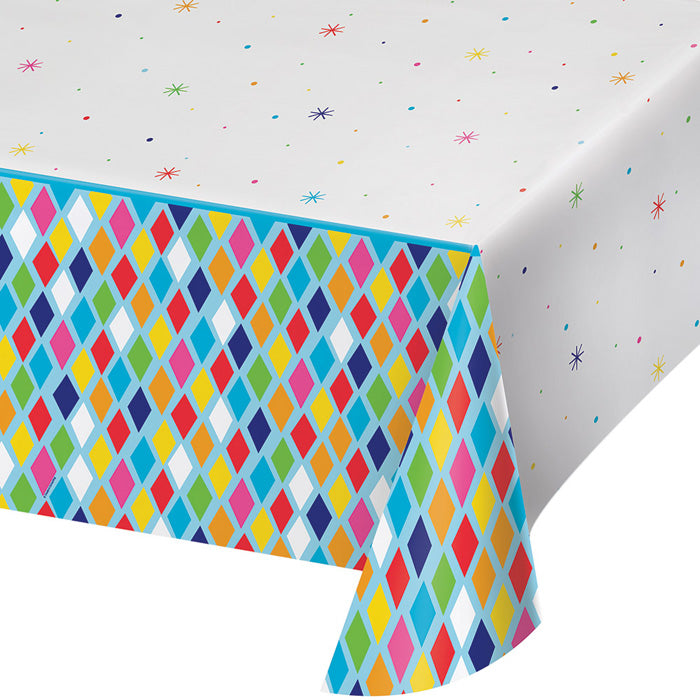 Bright Birthday Plastic Tablecover All Over Print, 54" X 102" by Creative Converting