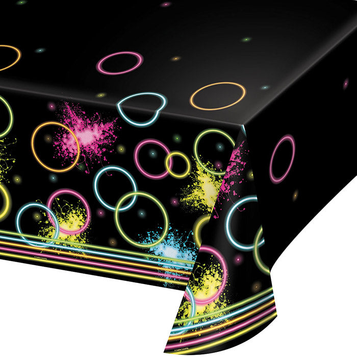 Glow Party Plastic Tablecover All Over Print, 54" X 102" by Creative Converting