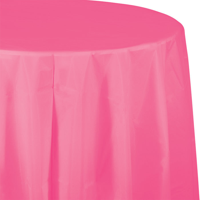 Candy Pink Tablecover, Octy Round 82" Plastic by Creative Converting