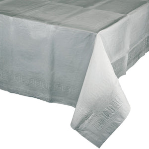 Bulk 6ct Shimmering Silver Paper Table Covers 54" x 108" 