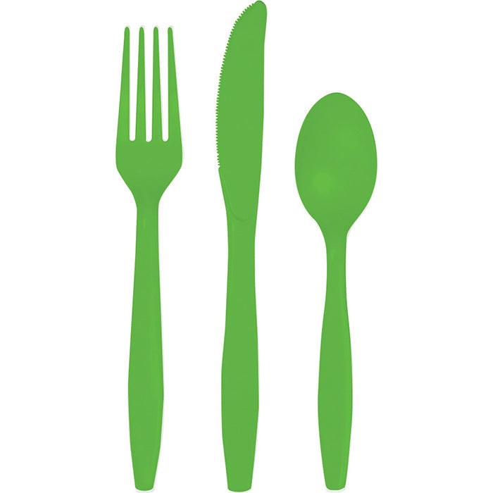 Bulk 216ct Fresh Lime Green Value Friendly Assorted Plastic Cutlery 