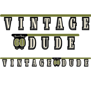 12ct Bulk Vintage Dude Party Banner "60"