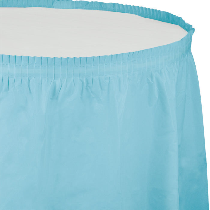 Bulk 6ct Pastel Blue Plastic Tableskirt 29 inch x 14 ft 