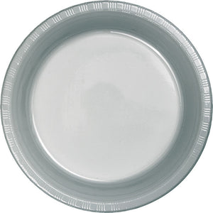 Bulk 240ct Shimmering Silver 6.75 inch Plastic Dessert Plates 