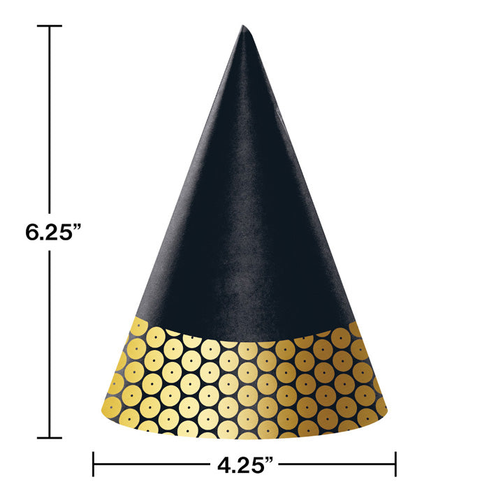 96ct Bulk Black and Gold Sequin Party Hats