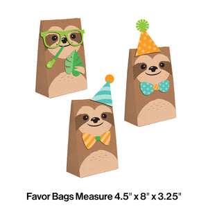 Sloth Party Paper Treat Bags, Pack Of 8 Party Decoration