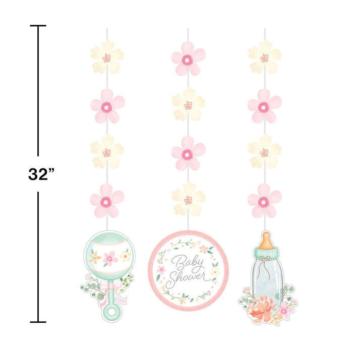 36ct Bulk Country Floral Baby Shower Hanging Decorations