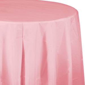 Bulk 12ct Classic Pink Round Plastic 82 inch Table Covers 