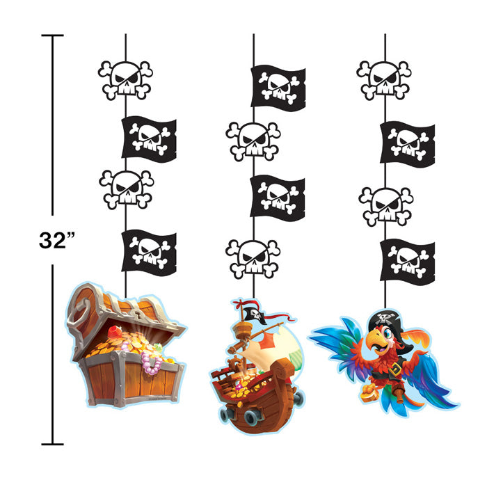 36ct Bulk Treasure Island Pirate Hanging Decorations