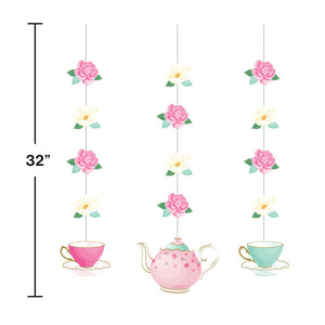 Floral Tea Party Hanging Cutouts, 3 ct Party Decoration