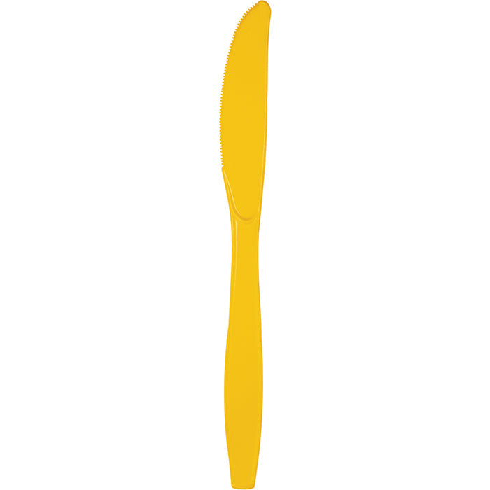 Bulk 288ct School Bus Yellow Plastic Knives 