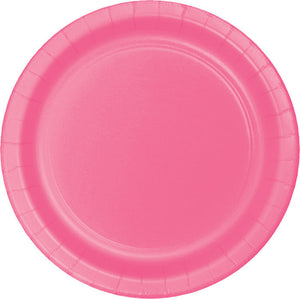 Bulk 240ct Candy Pink Paper 6.75 inch Dessert Plates 