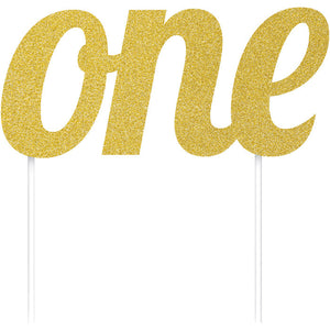 Gold "One" Birthday Cake Topper by Creative Converting